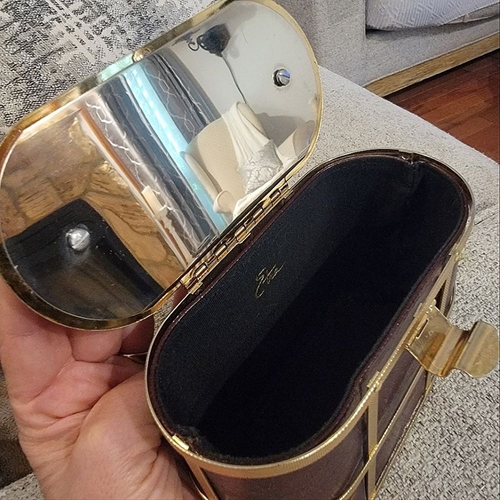 Rare #Vintage #1950s #Etra Brown & Gold Cage #Handbag #Purse - Picture 6 of 9